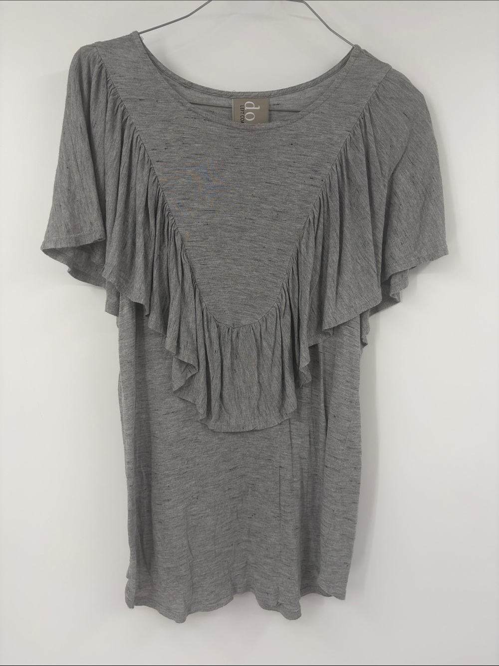 Anthropologie Dolan Left Coast Collection Grey Ruffle Blouse Size XS